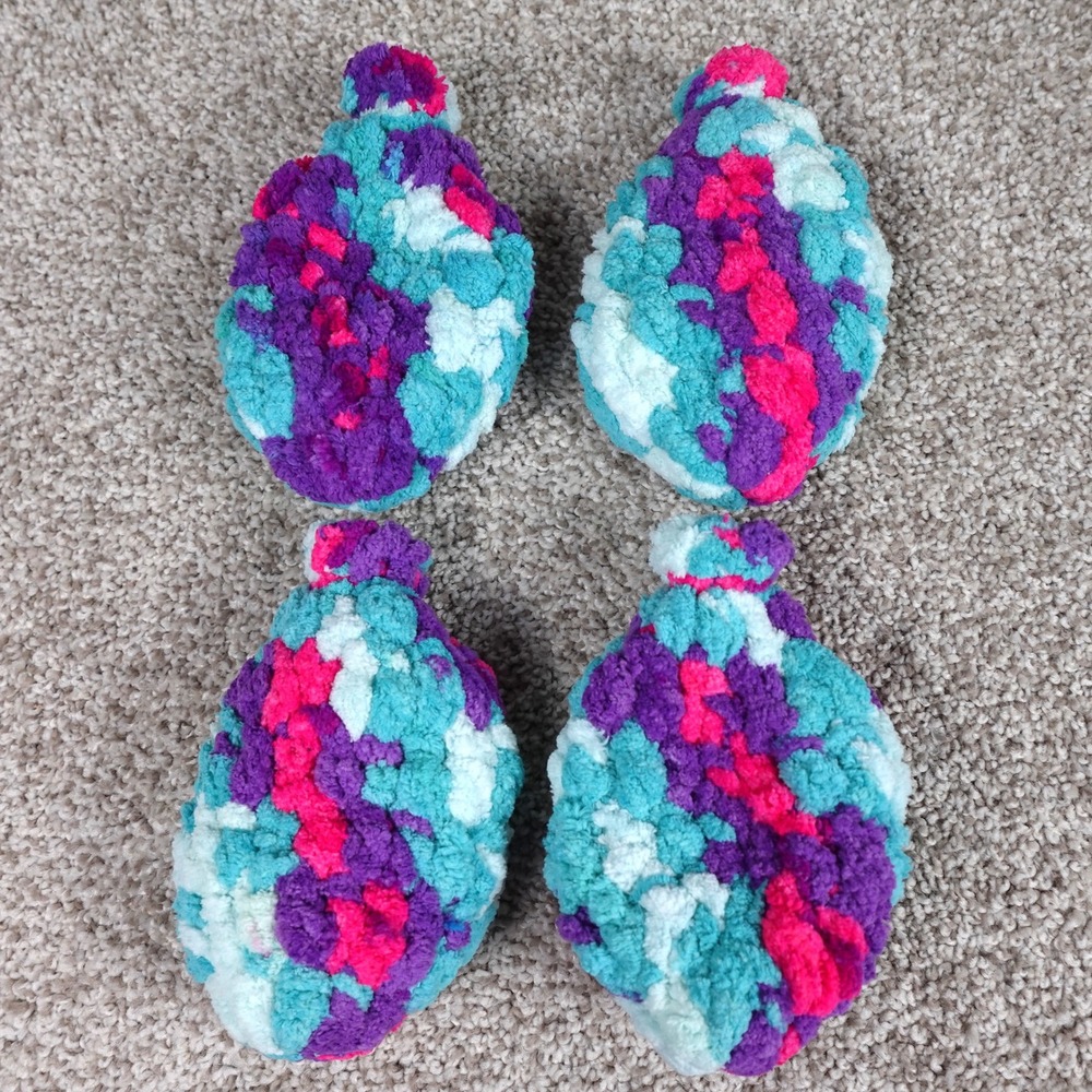 Handmade‎ Reusable Crochet Water Balloons Set of 4 Multi Color Chenille Yarn